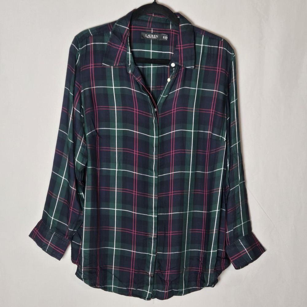 Lauren Ralph Lauren Flannel Button Shirt Long Sleeve W 1X Christmas Plaid Soft